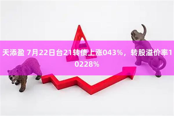 天添盈 7月22日台21转债上涨043%，转股溢价率10228%